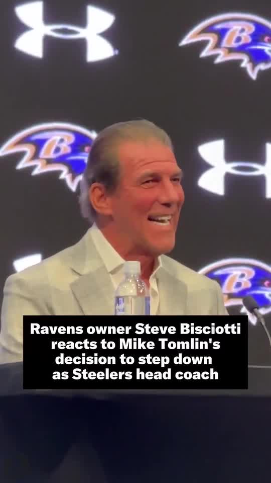 Ravens owner Steve Bisciotti was told during his press conference Tuesday that Mike Tomlin was stepping down as Steelers head coach.