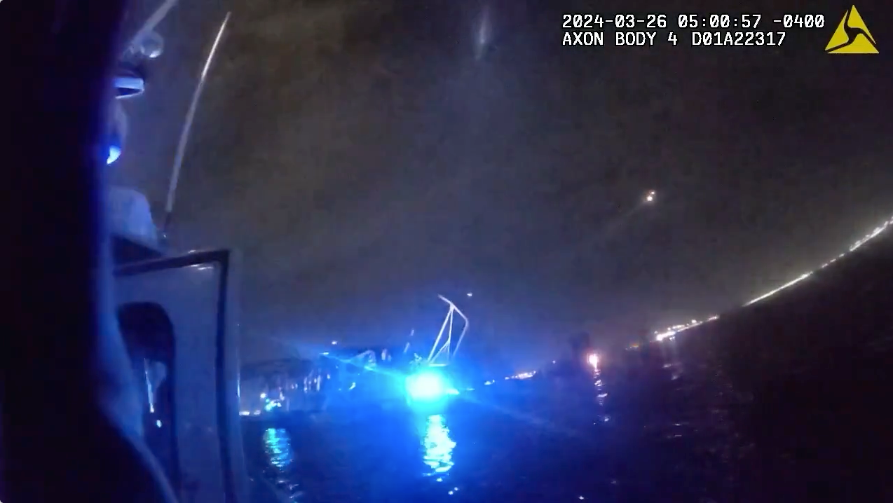 Newly released body camera video shows the shock and confusion among police officers in the immediate aftermath of the collapse of the Francis Scott Key Bridge.
