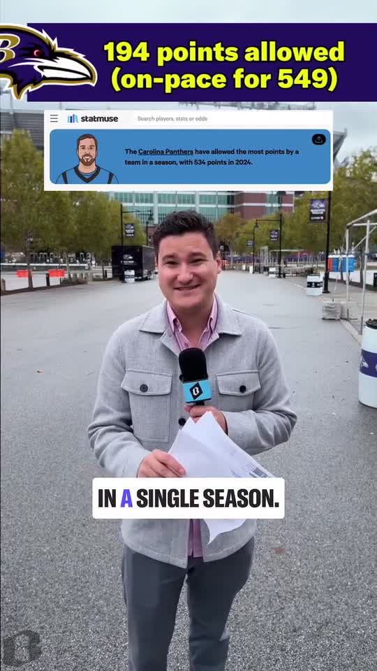 Baltimore is on pace to allow 549 points this year, which would surpass the 2024 Carolina Panthers' mark of 534 for the most in a season.