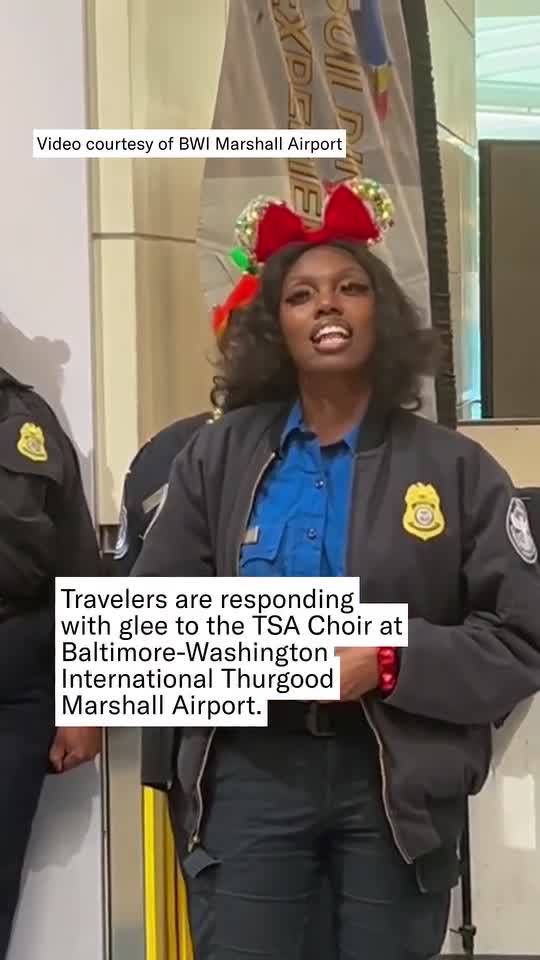 Travelers are responding with glee to the TSA Choir at Baltimore-Washington International Thurgood Marshall Airport.
